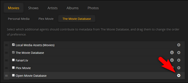 Настройки Open Movie Database