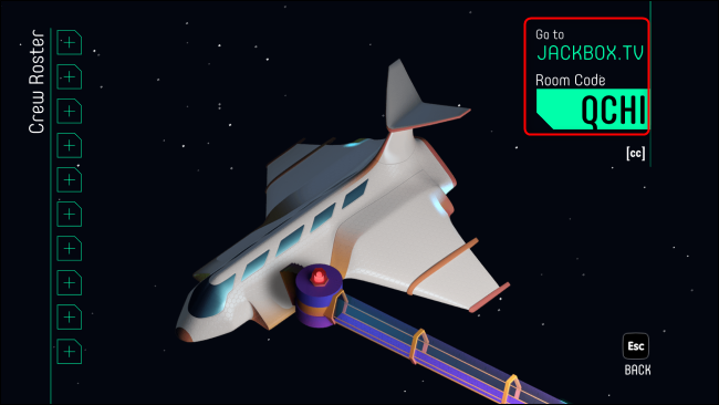 Код игры из четырёх букв на экране Jackbox