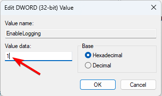 Редактирование значения параметра EnableLogging