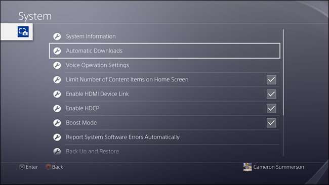 Четыре опции автоматических загрузок в PS4