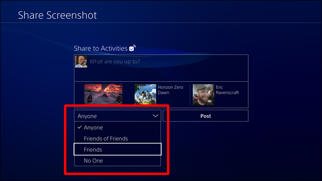 Выбор аудитории для публикации в Activities