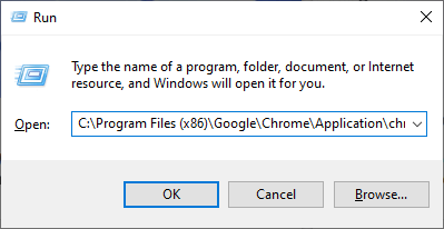 run dialog chrome Headless browser