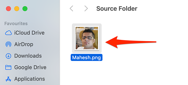 Копирование элемента в окне Finder