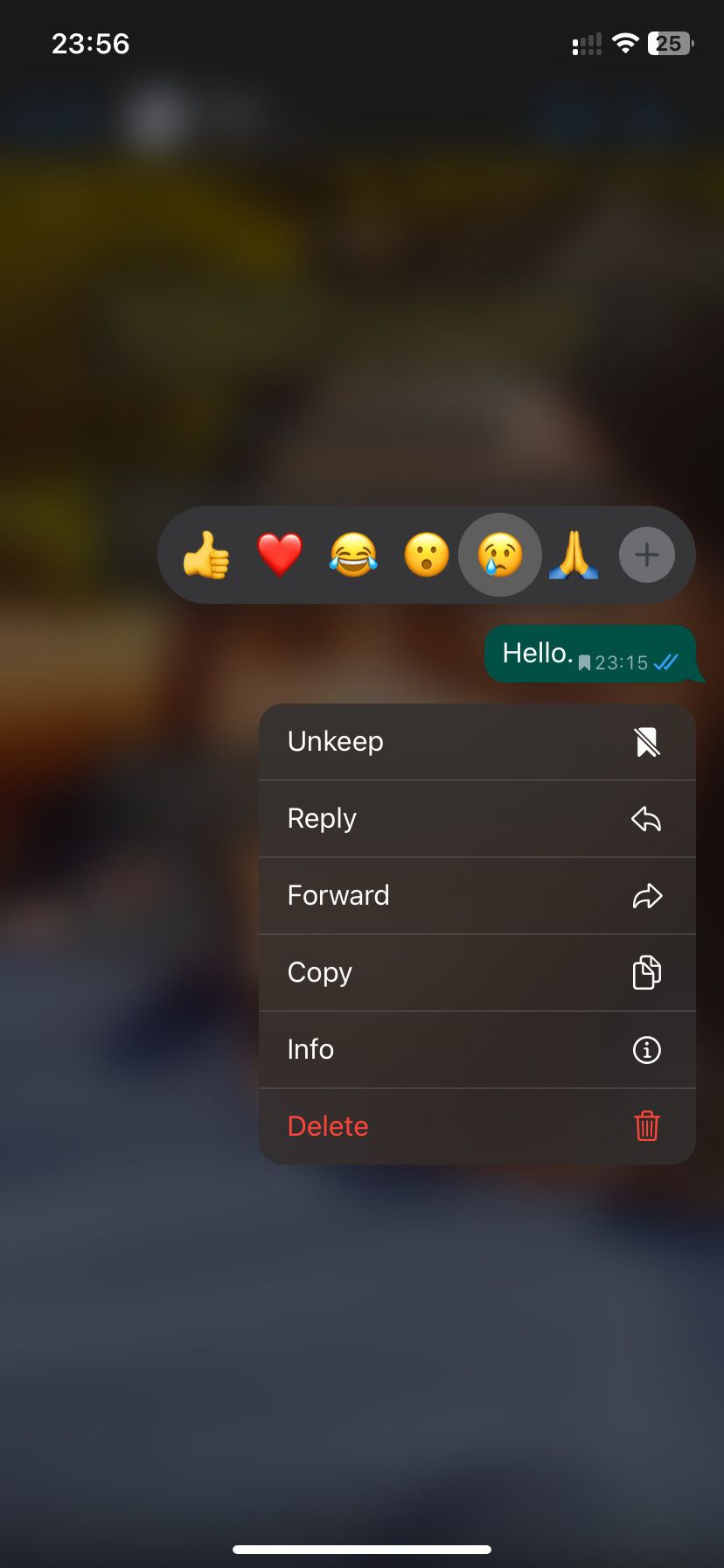 Опция Unkeep в WhatsApp