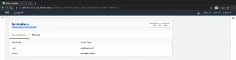 Просмотр значений секрета