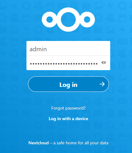 Экран входа Nextcloud