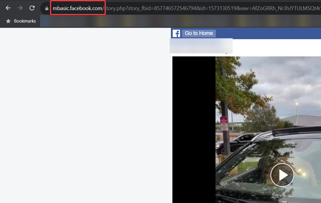 Замена https на mbasic.facebook.com в адресной строке