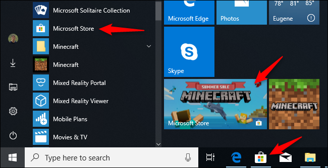 Окно Магазина Microsoft с поиском