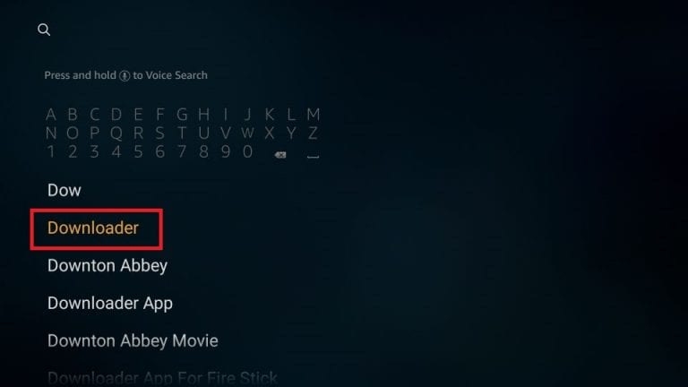 Downloader 검색 결과 화면