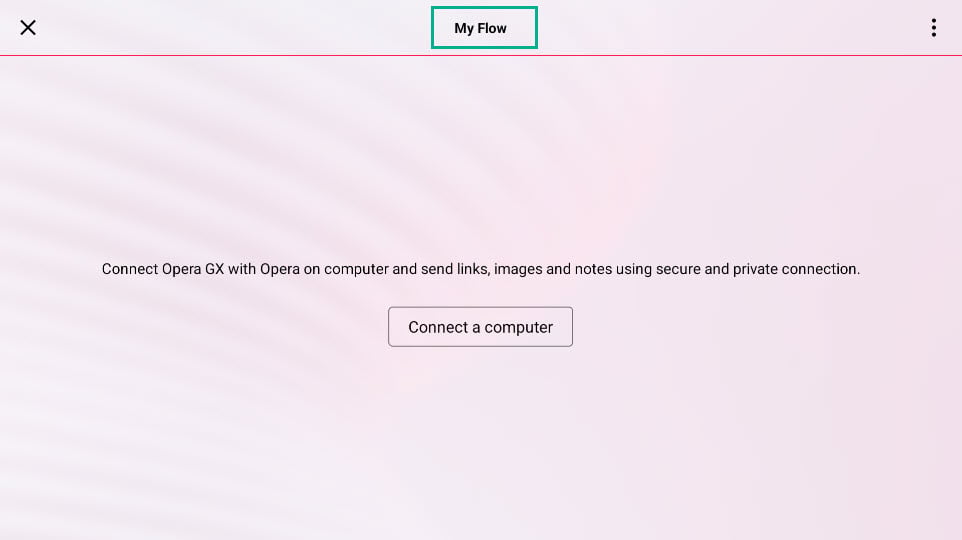 Imagen mostrando el uso de My Flow para compartir enlaces entre PC y Smart TV con Opera GX