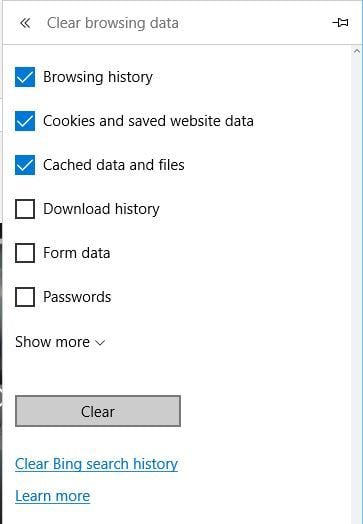 Выбор данных для удаления в Edge