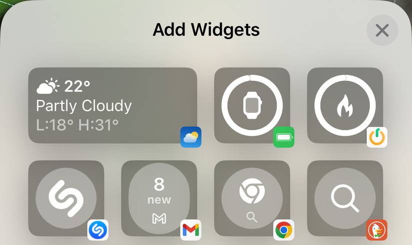 Sfoglia i widget disponibili usando il browser dei widget di iOS.