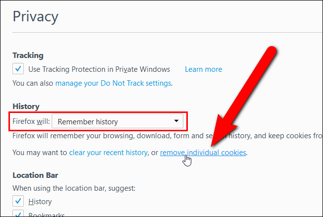 Ссылка для удаления отдельных cookie