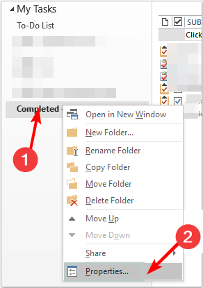 Контекстное меню папки 