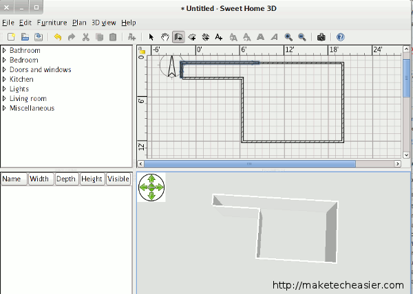 Создание стен и размещение мебели