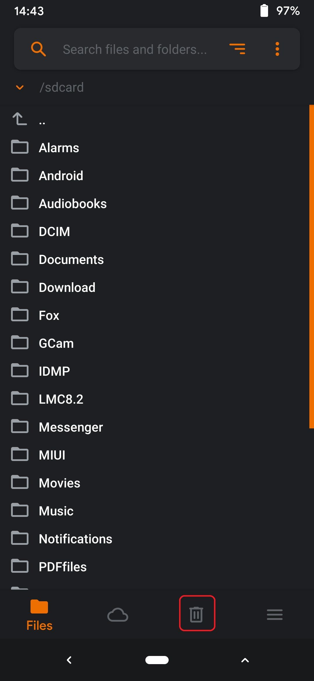 Раздел «Файлы» в кастомной рекавери