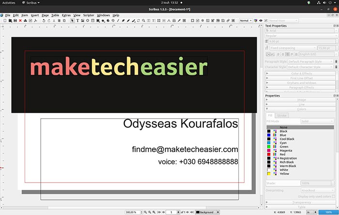 Make Business Card With Scribus Add Contact Details