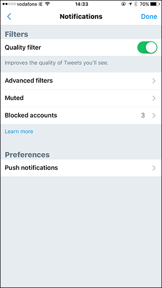 Настройки уведомлений в мобильном приложении