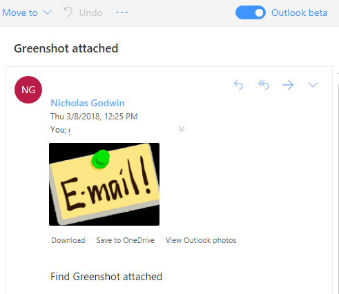 Вложение в Outlook, кнопка загрузки