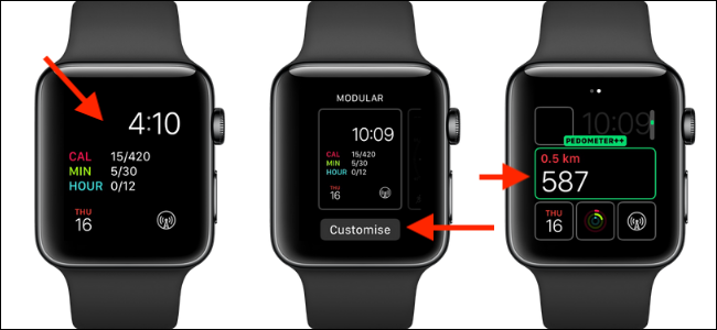 Добавление компликации Pedometer++ на циферблат Apple Watch