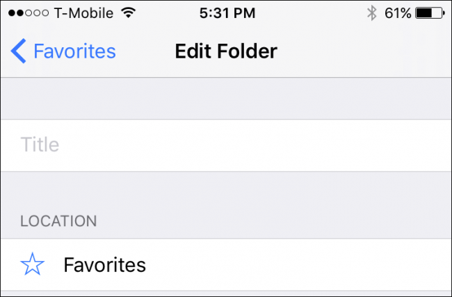 Создание новой папки для закладок