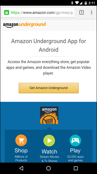 Загрузка Amazon Underground с сайта