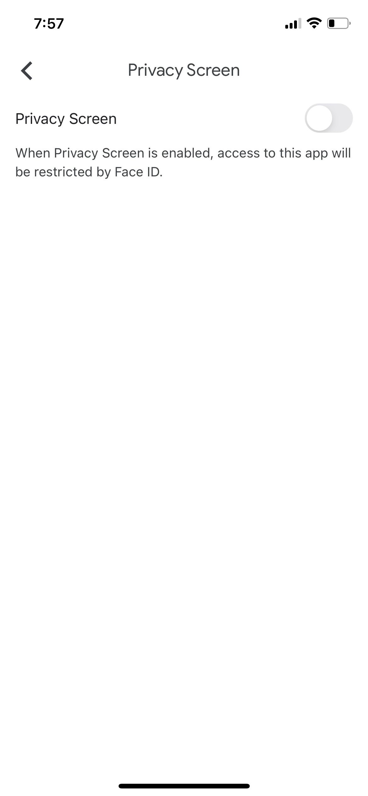 Включение Privacy Screen в Google Drive на iPhone