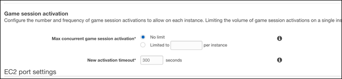 Параметры портов и частоты активаций сессий для каждого инстанса