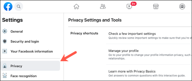 Перейдите в настройки Конфиденциальности на Facebook