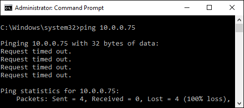 Ошибка Request timed out при блокировке ping