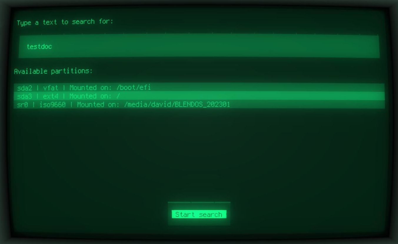 RecoverPy TUI: окно поиска и список разделов