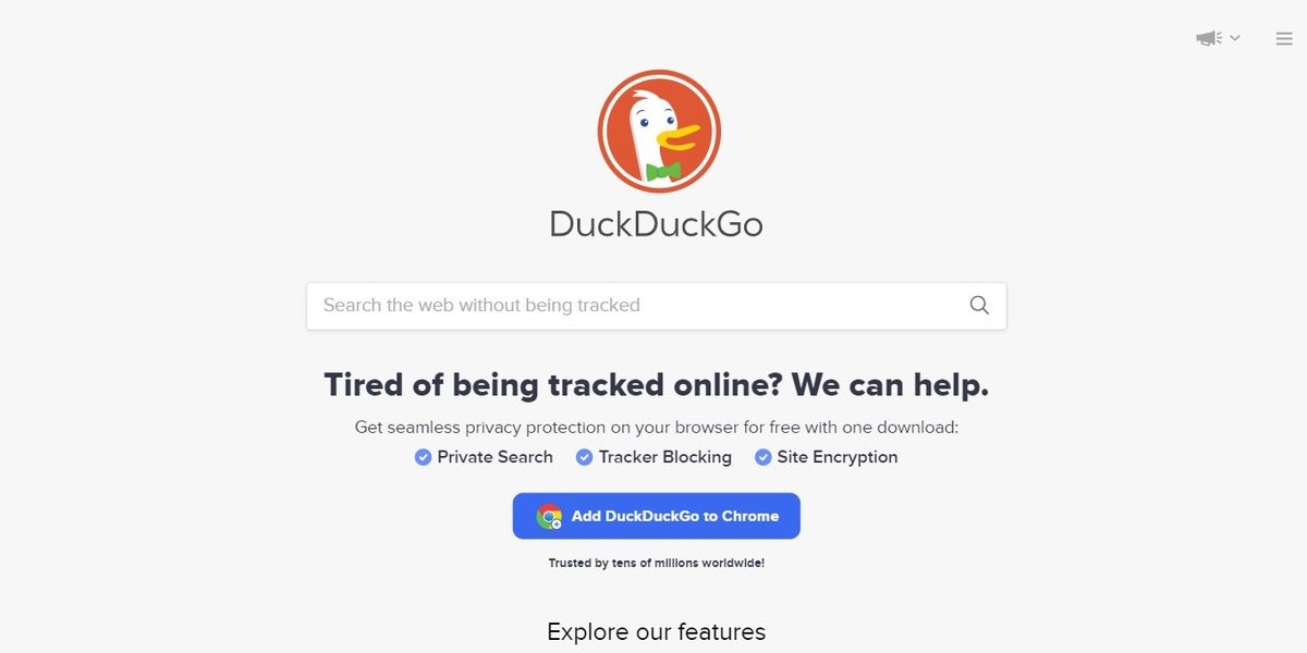 Главная страница сайта DuckDuckGo
