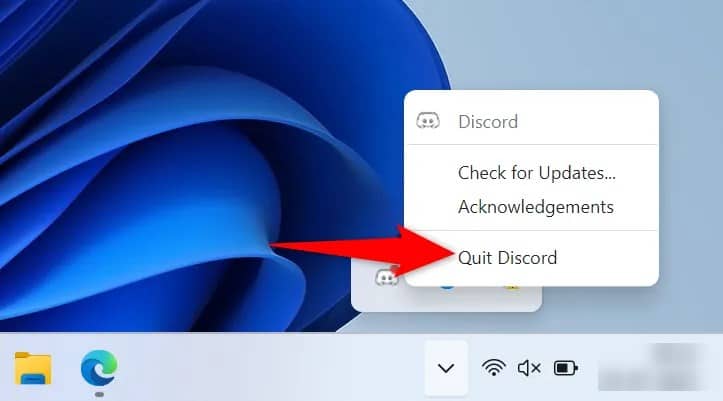 Завершение Discord через область уведомлений