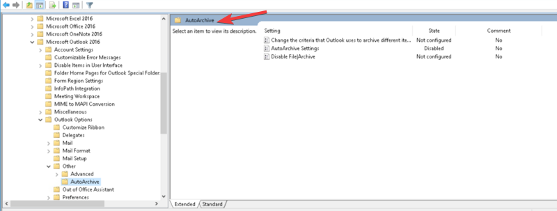 Политика AutoArchive