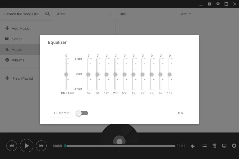 регулировка эквалайзера в приложении Enjoy Music Player