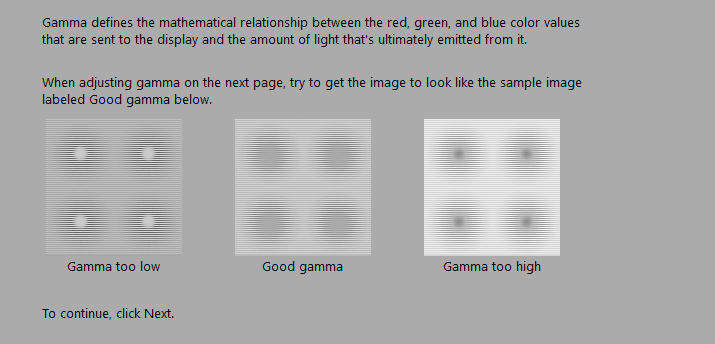 Пример настройки гаммы на экране