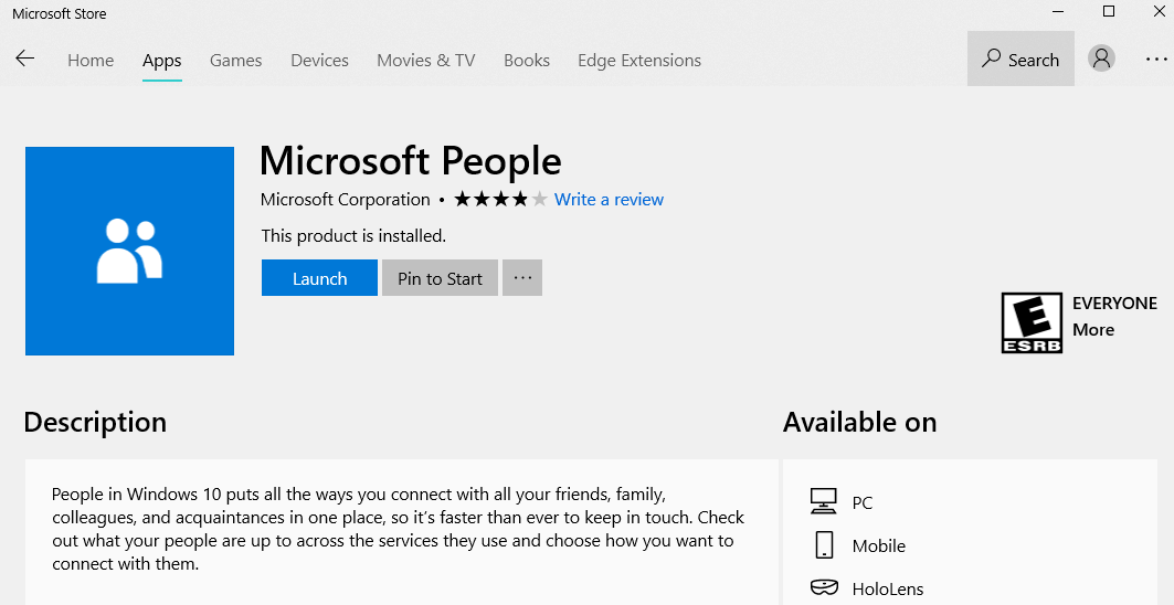 Кнопка «Получить приложение» в Microsoft Store