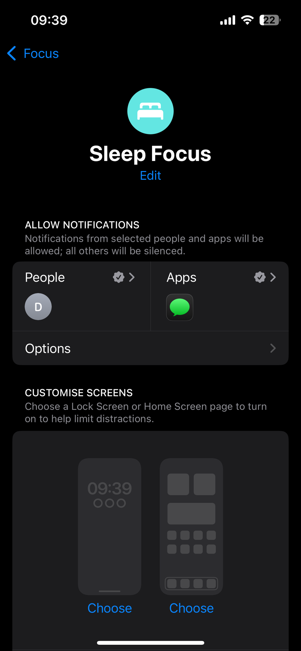 Настройка режима сна в Фокусе на iPhone