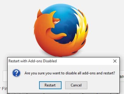 Отключение расширений в Firefox