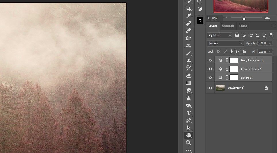 Выделение диапазона слоёв