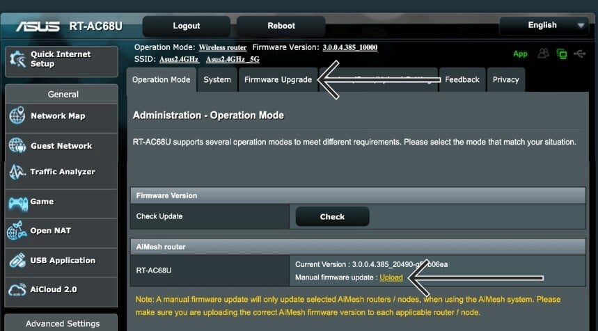 router settings firmware upgrade