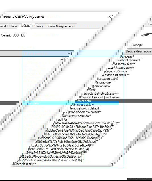 Данные питания USB‑хаба в Диспетчере устройств