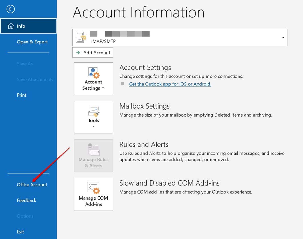 Office-Konto in Outlook