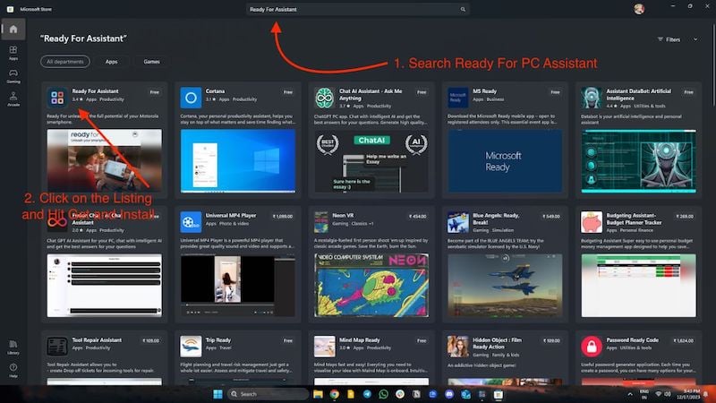 Изображение: Установка Ready For PC Assistant из Microsoft Store