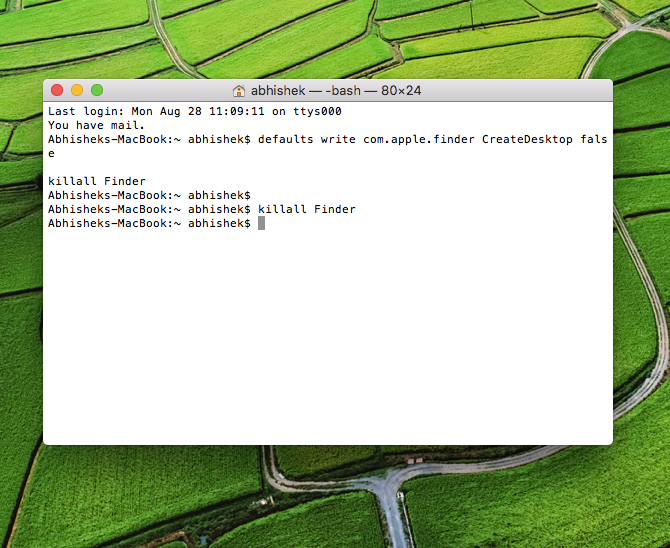 пустой рабочий стол Mac без значков