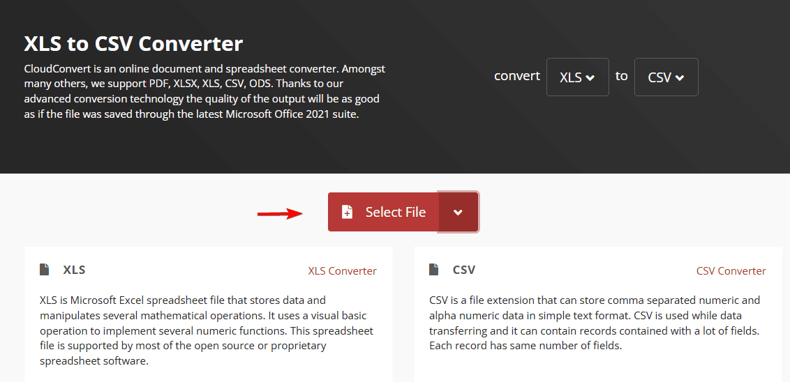 Выбор файла в CloudConvert