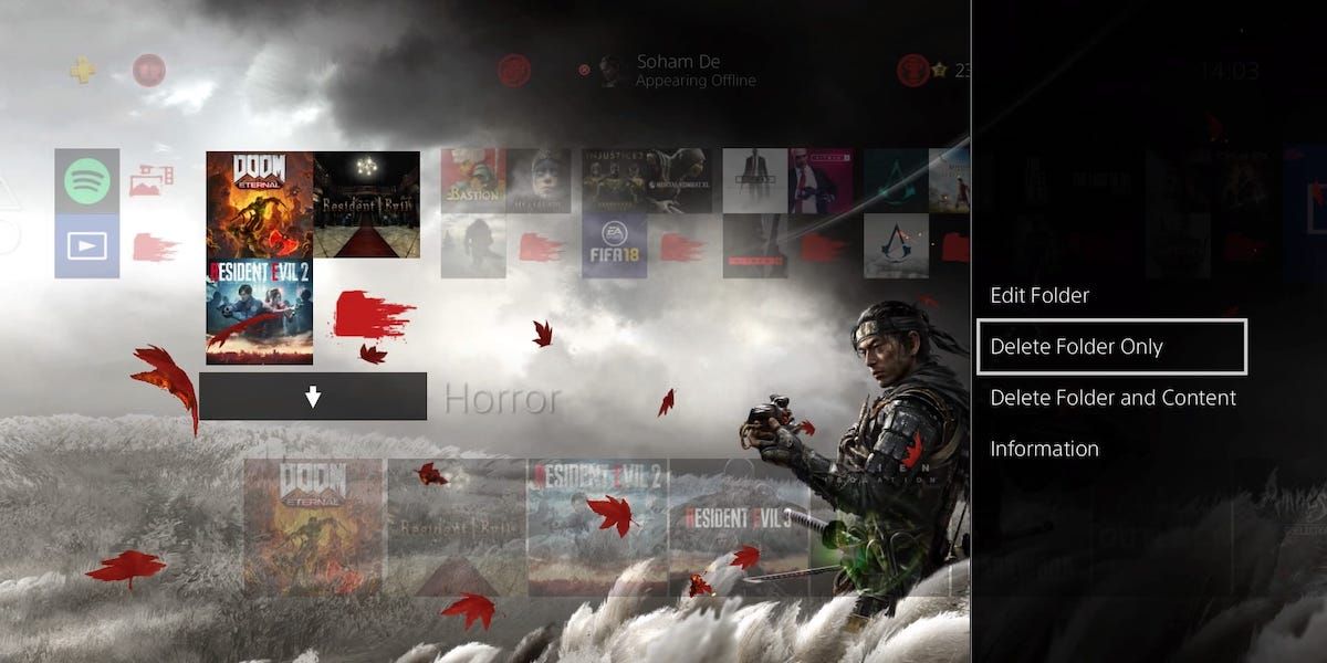 Deleting just a folder on a PS4