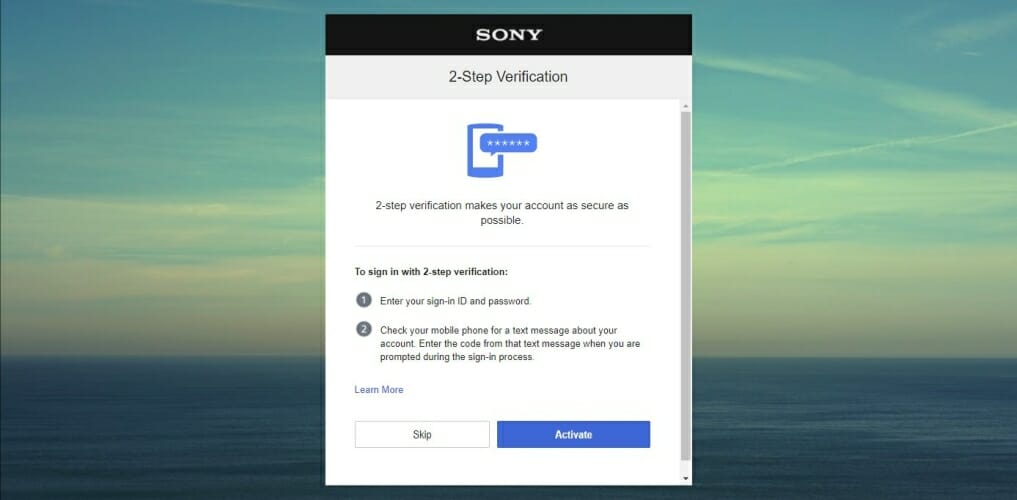 Настройка двухэтапной проверки в PSN