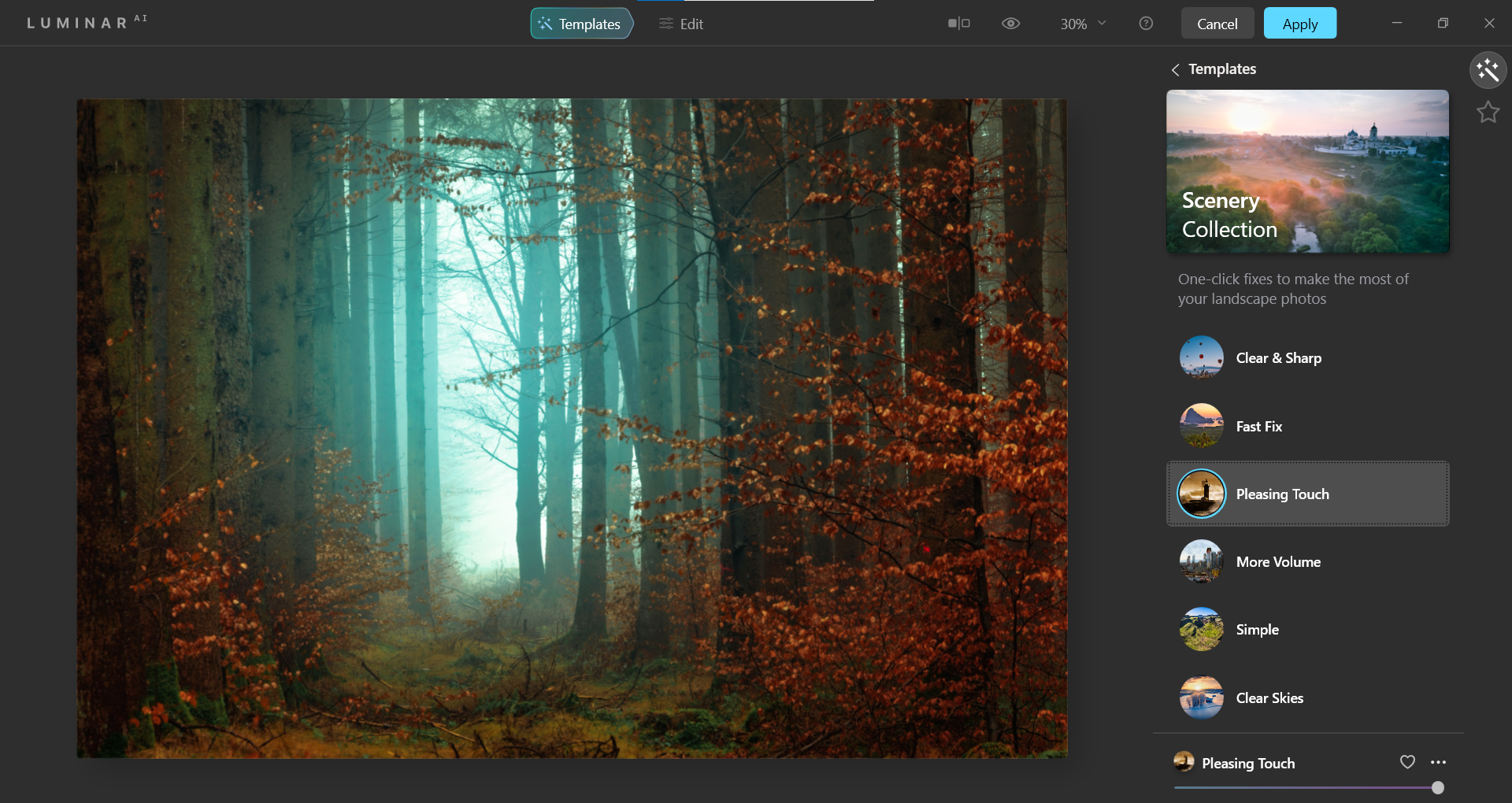 выбор шаблона Scenery Collection
