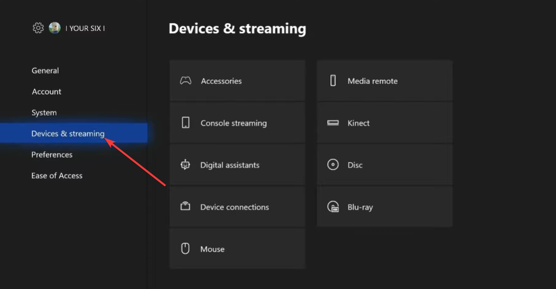 Пункт «Устройства и потоковое вещание»